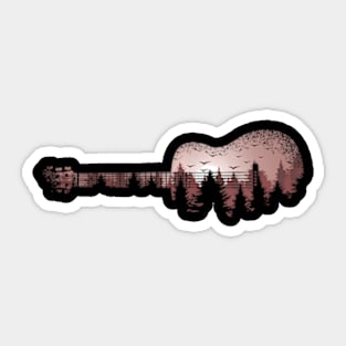 Landscape Acoustic Guitar Forest Trees Musician Guitarist Sticker